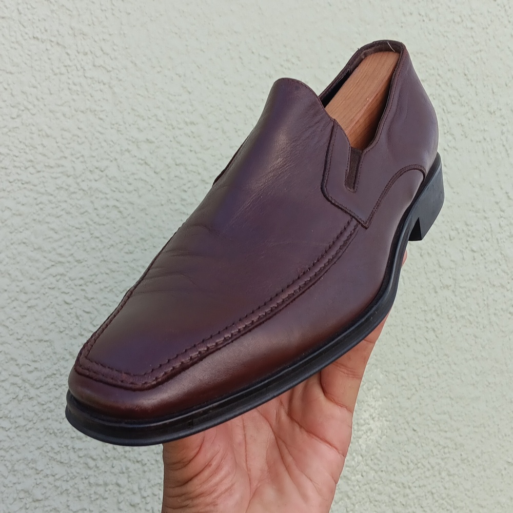 MONTE RUSSO (ITALY) MEN'S VINTAGE GENUINE LUXURY LEATHER LOAFERS *RUBBER BOTTOMS